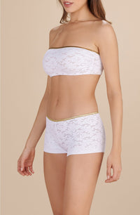 Dylan high-waisted shorts in lace and lurex - White