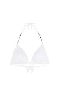 Havis jewelled triangle bikini top - White