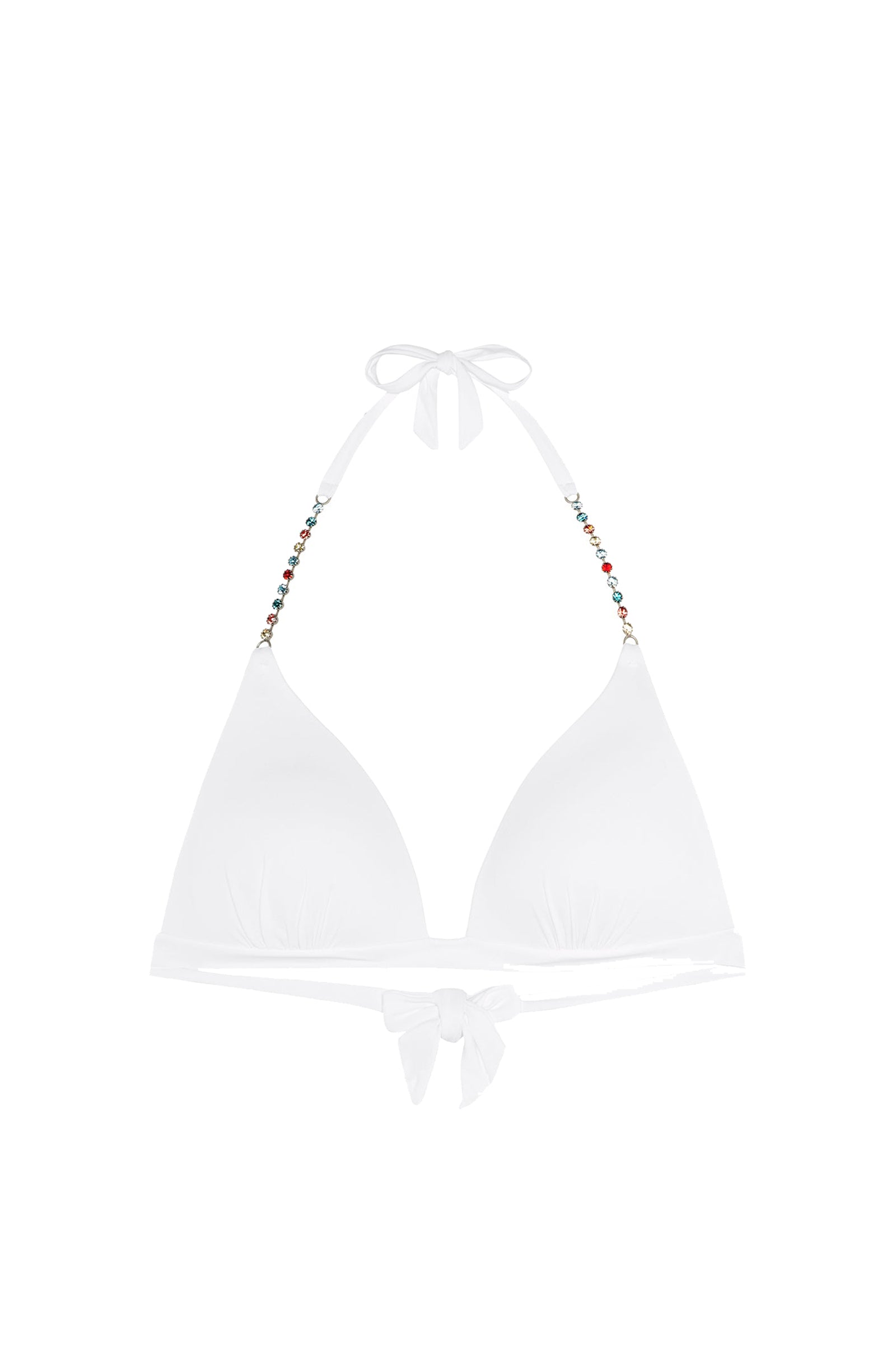 Havis jewelled triangle bikini top - White