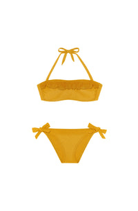 Ensemble maillot de bain deux pièces bandeau enfant - Ocre