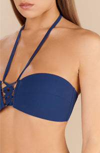 Kamas bandeau lace-up bikini top - Nuit