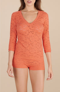 Top Liza en dentelle - Paprika