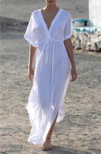 Robe longue fendue sur les côtés - Blanc
