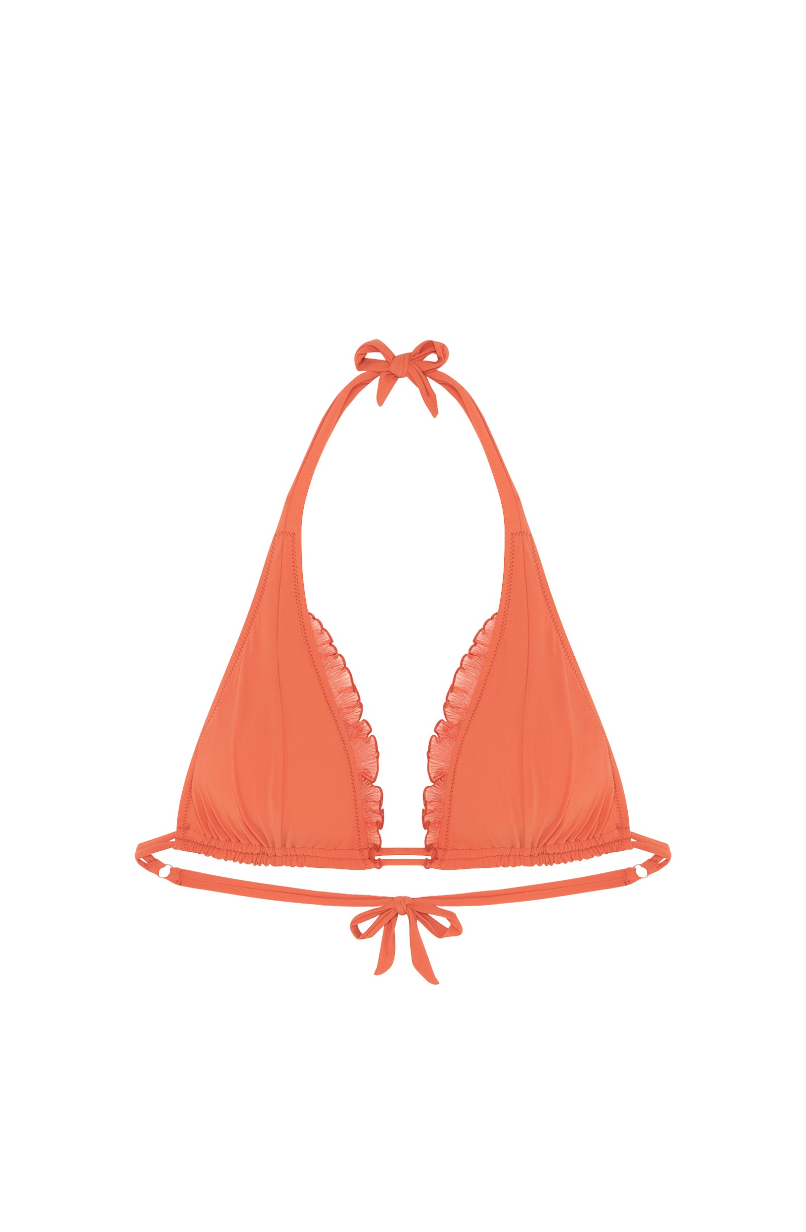 Haut de bikini triangle à volants Maelys - Paprika