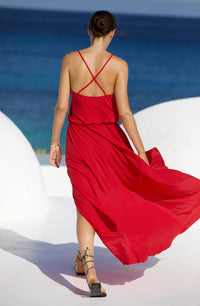 Robe longue à bretelles croisées dans le dos Maeve - Red