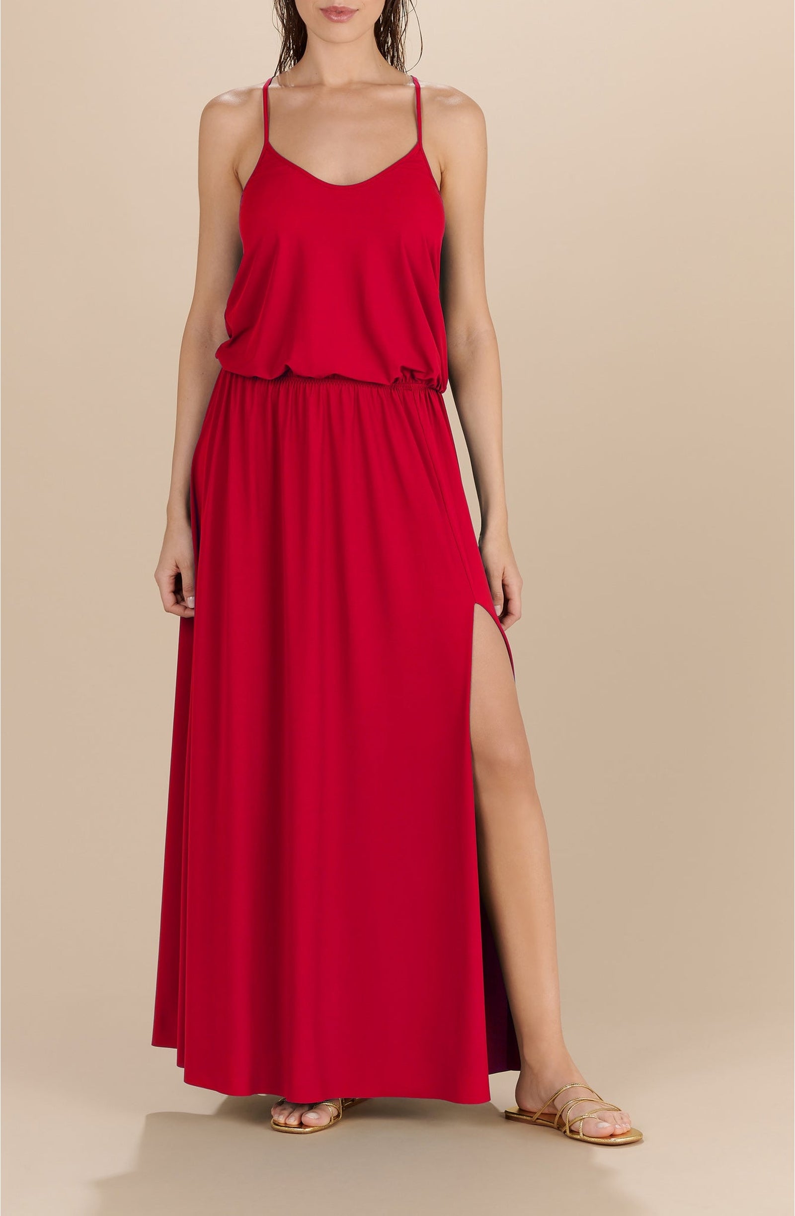 Robe longue à bretelles croisées dans le dos Maeve - Red