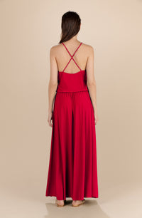 Robe longue à bretelles croisées dans le dos Maeve - Red