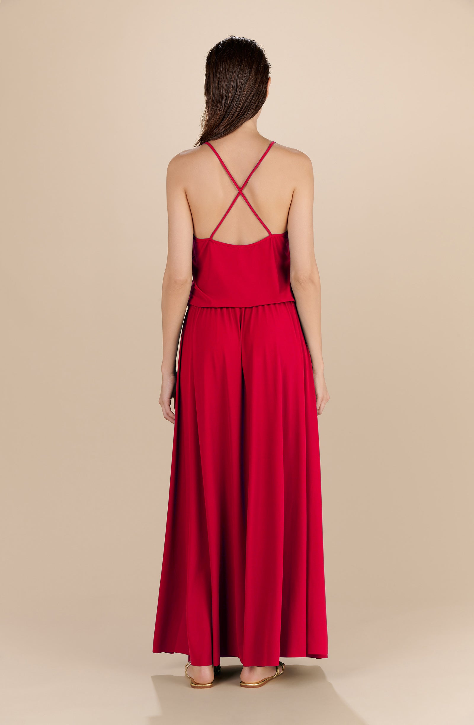 Robe longue à bretelles croisées dans le dos Maeve - Red
