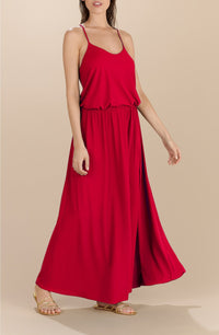 Robe longue à bretelles croisées dans le dos Maeve - Red