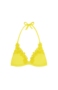Misi embroidered triangle bikini top - Yellow