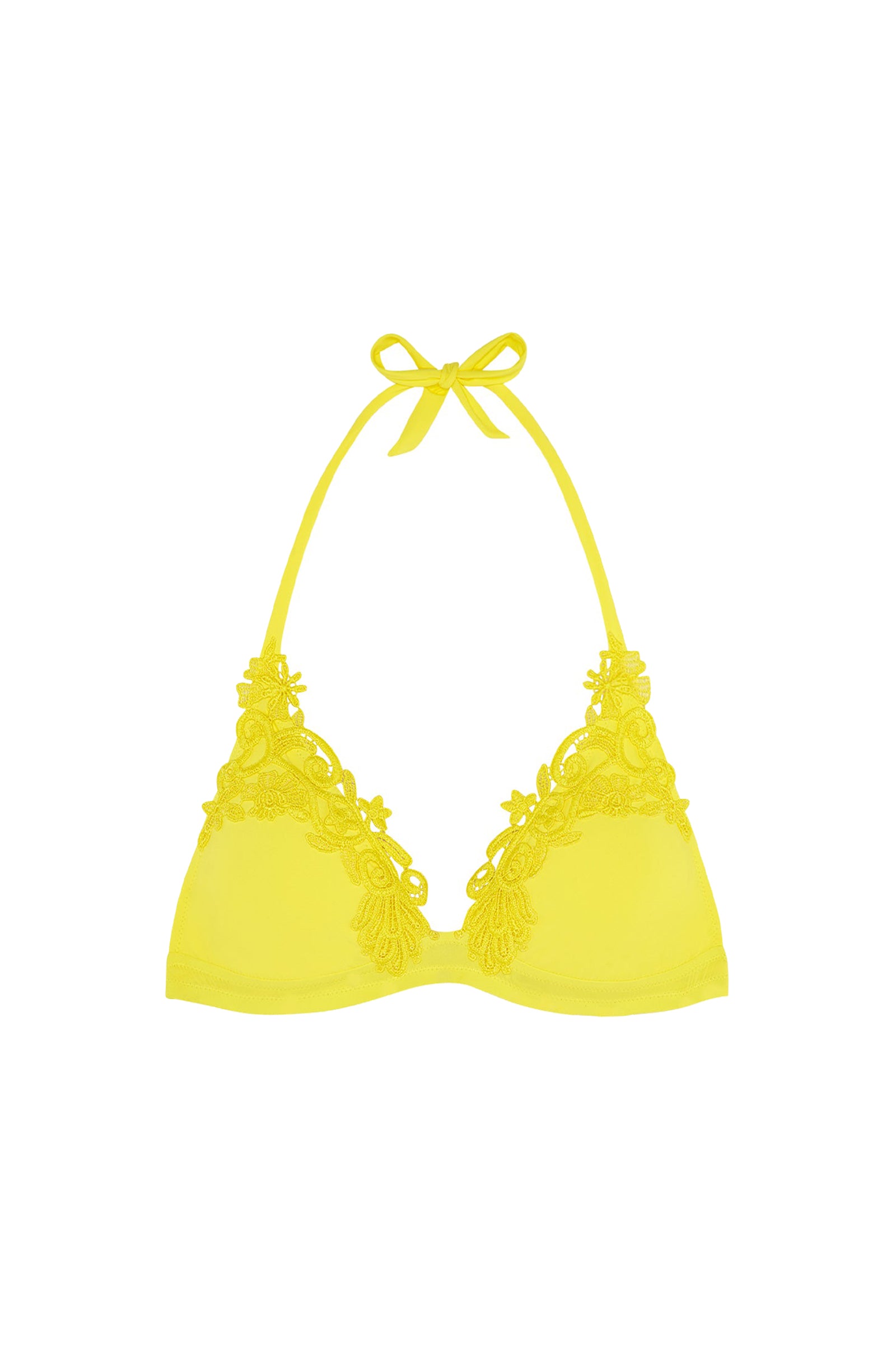 Misi embroidered triangle bikini top - Yellow