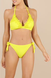 Misi embroidered triangle bikini top - Yellow
