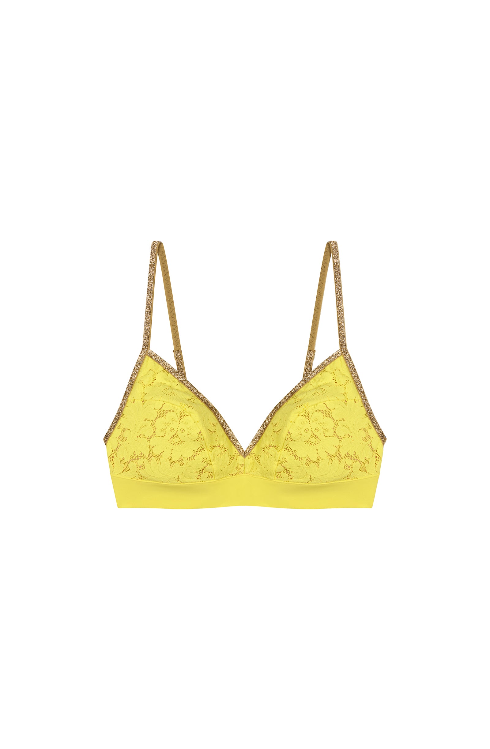 Nyni triangle bra in lace and lurex - Yellow