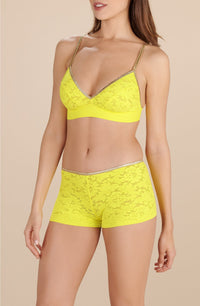 Nyni triangle bra in lace and lurex - Yellow