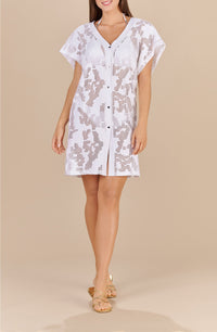 Loose-fitting openwork dress Rafia - White