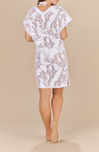 Loose-fitting openwork dress Rafia - White
