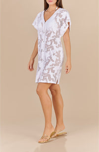 Loose-fitting openwork dress Rafia - White