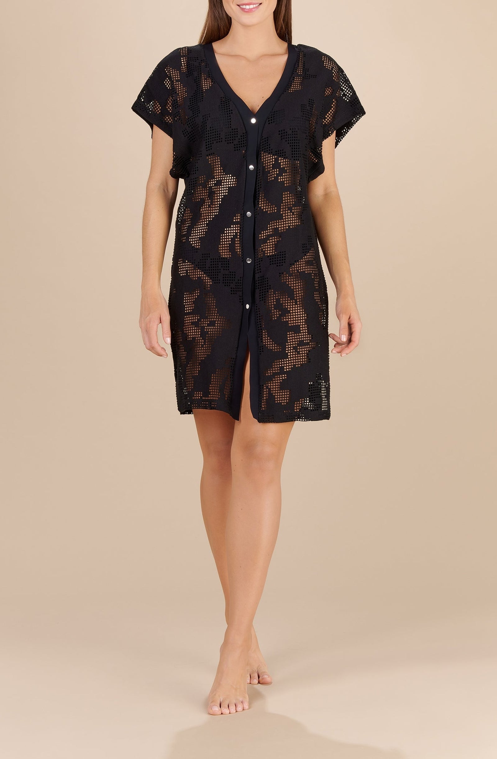 Rafia full openwork dress - Black