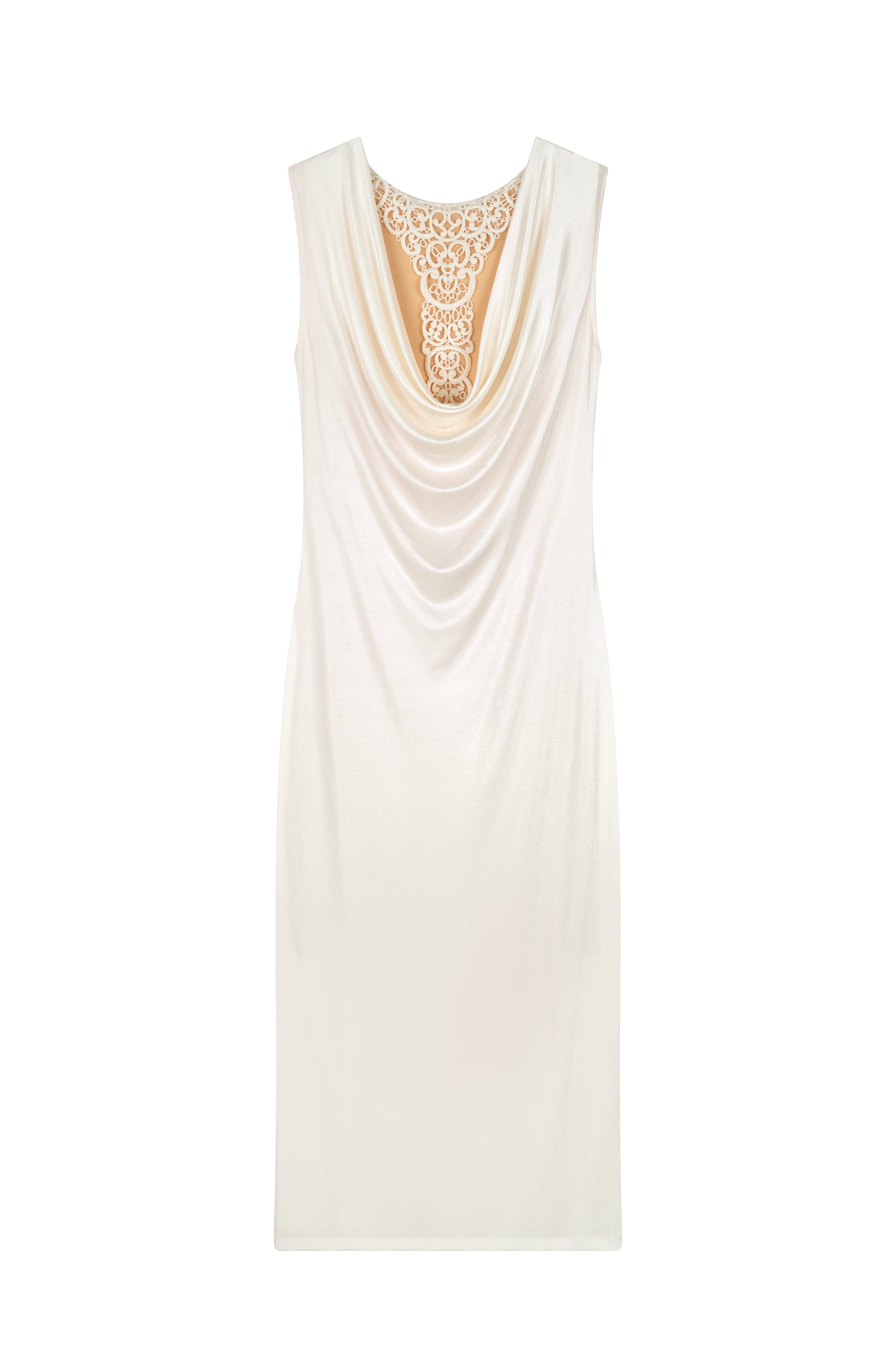 Robe longue col bénitier Reanne - Nacre