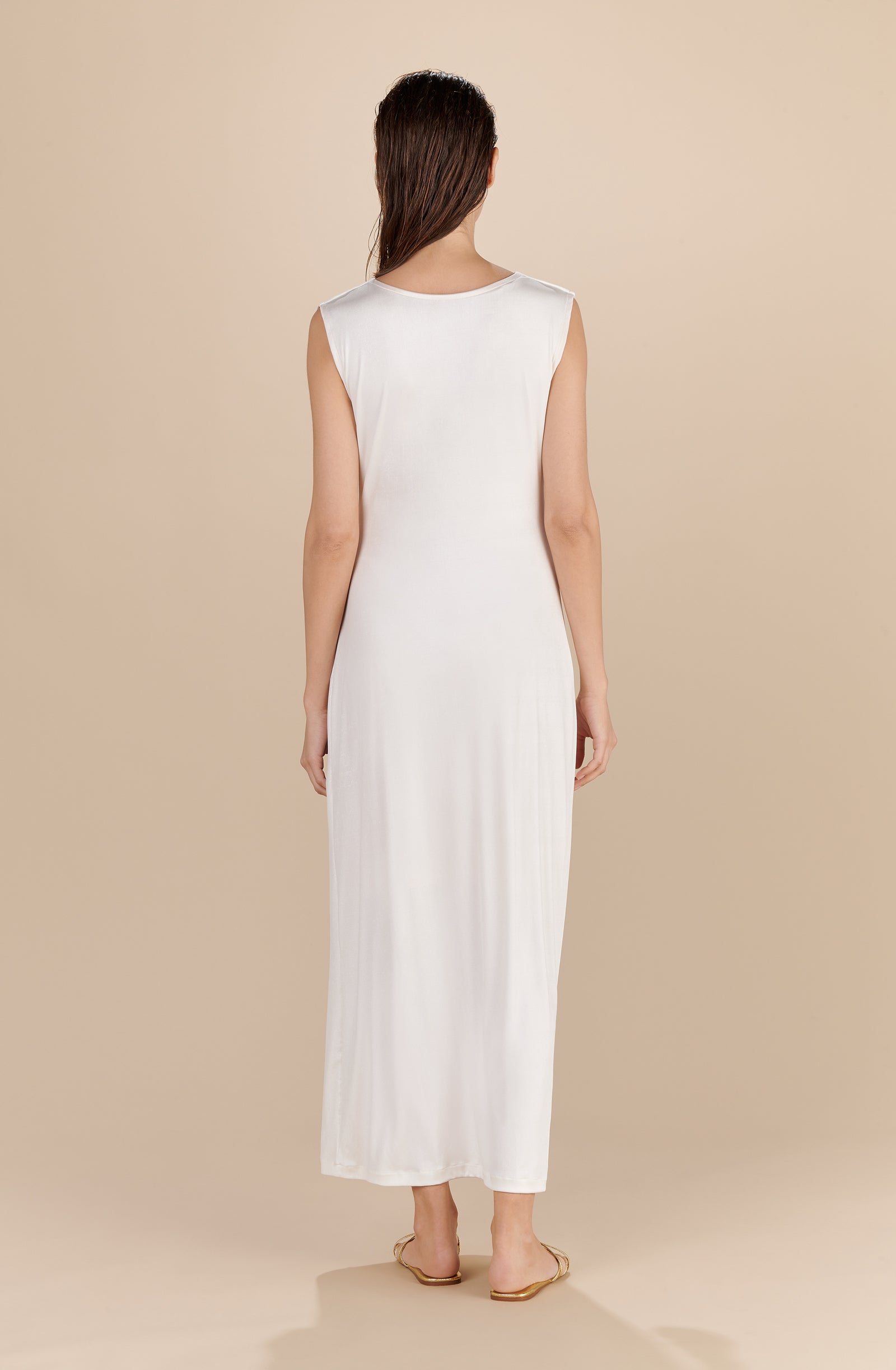 Robe longue col bénitier Reanne - Nacre