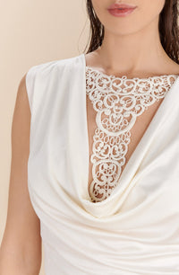 Robe longue col bénitier Reanne - Nacre