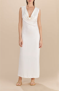 Robe longue col bénitier Reanne - Nacre