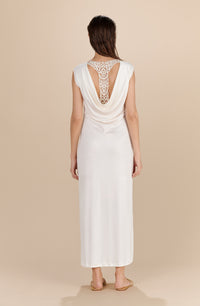 Robe longue col bénitier Reanne - Nacre