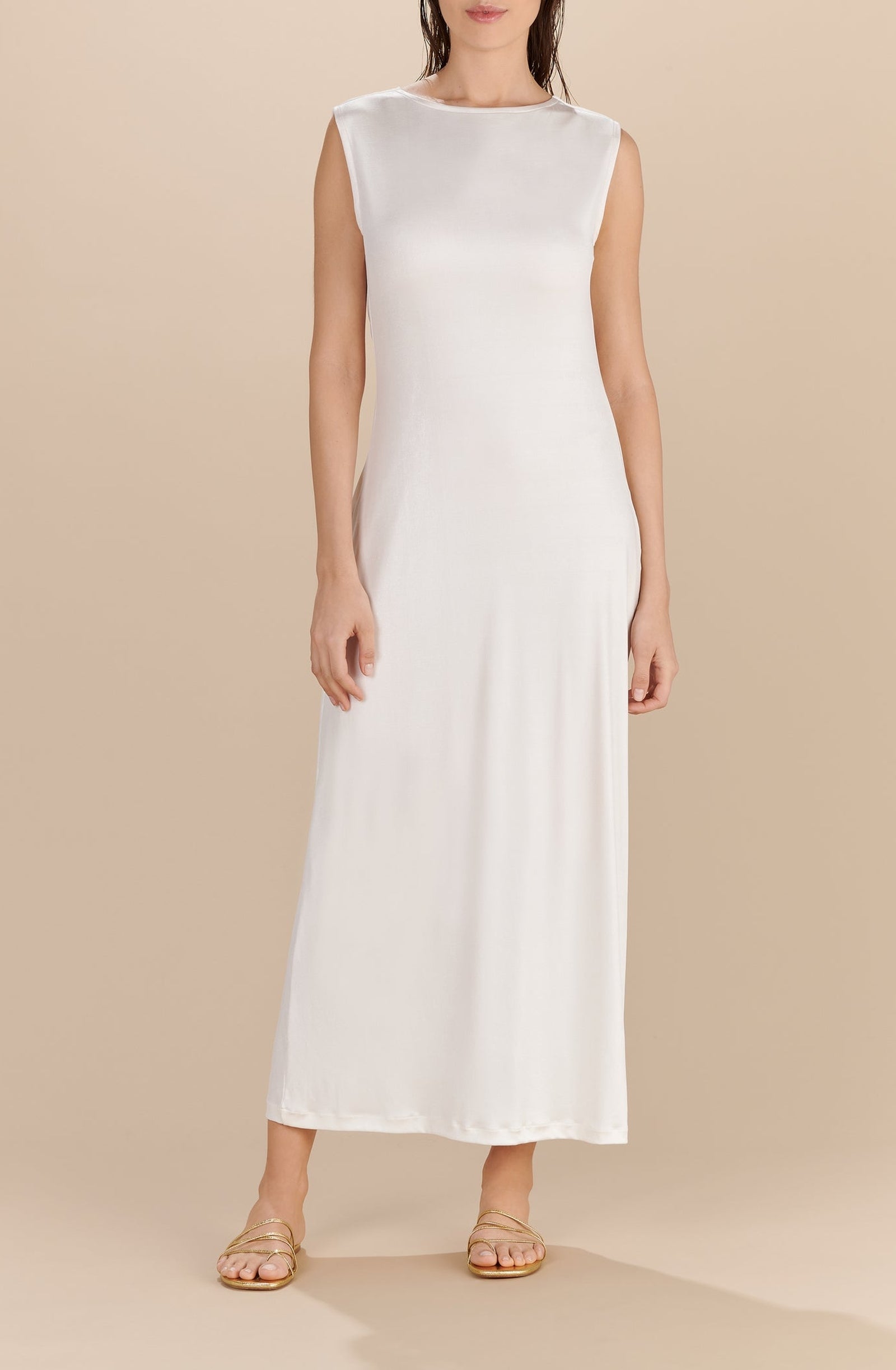 Robe longue col bénitier Reanne - Nacre
