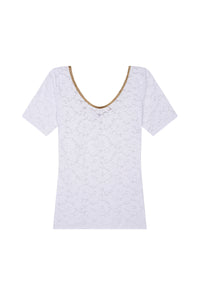 Ryan collar T-shirt in lurex and lace - White