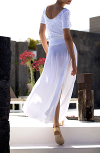 Ryan collar T-shirt in lurex and lace - White