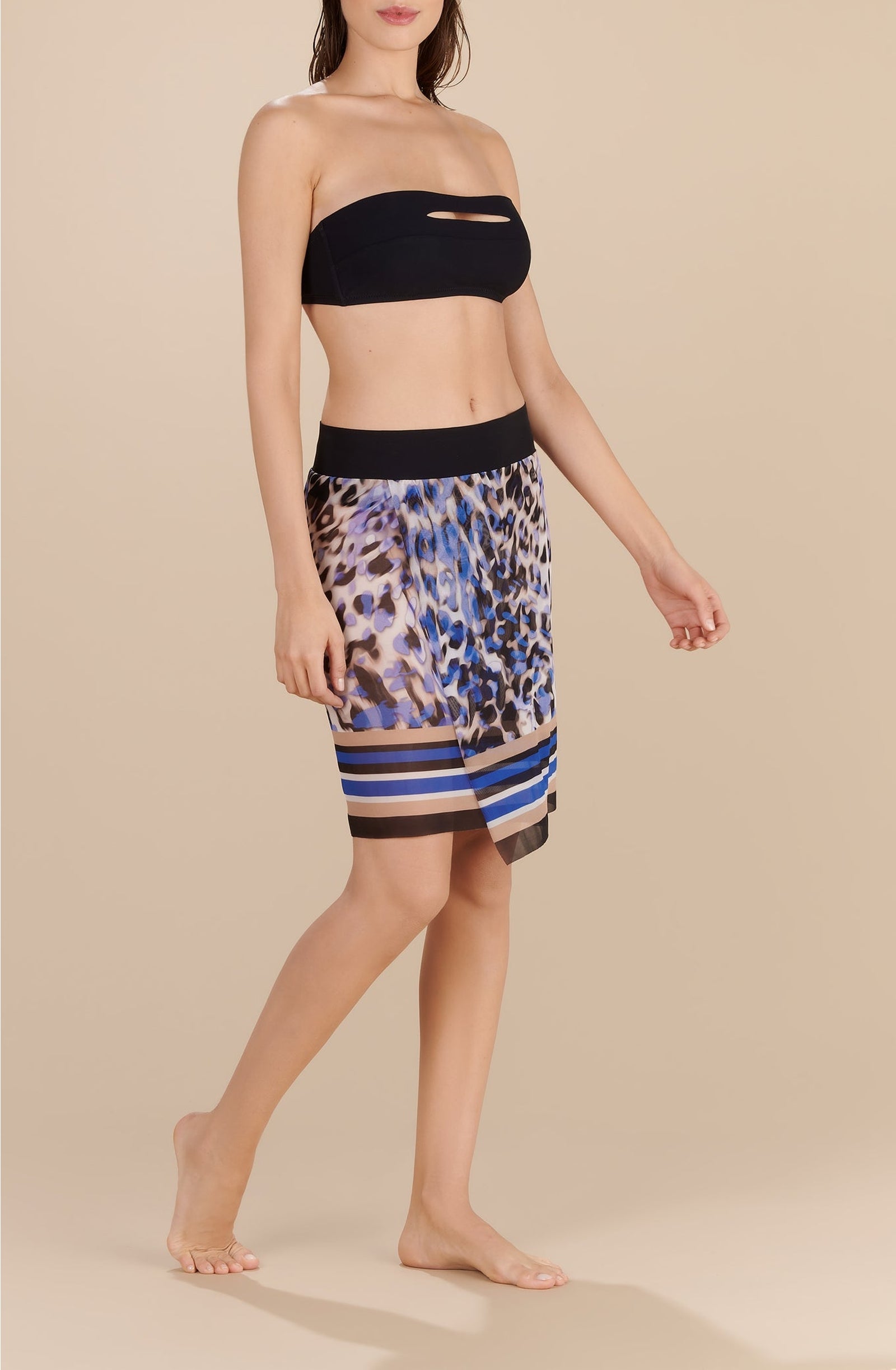 Saji short wrap skirt in tulle - Amazonia