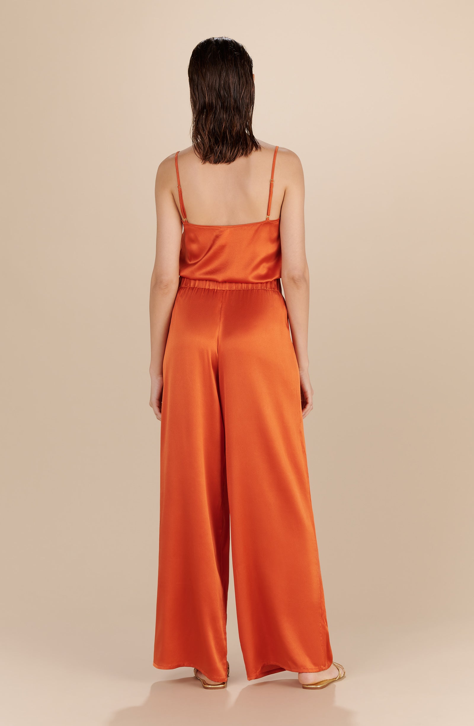 Pantalon large Tom en soie - Paprika