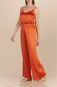 Pantalon large Tom en soie - Paprika