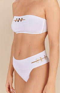 Viny jewelled openwork bikini bottoms - White
