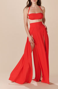 Jupe longue fendue - Rouge