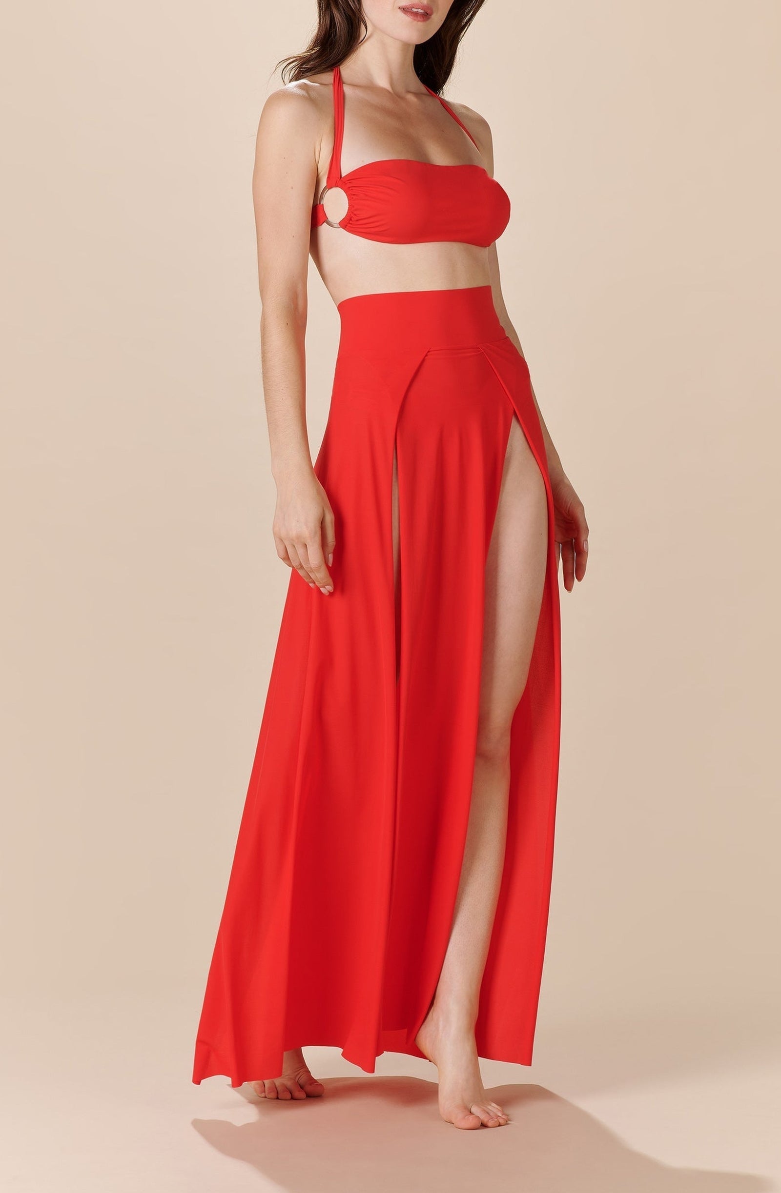 Jupe longue fendue - Rouge