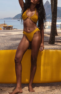 Alala ruffled thong bikini bottom - Ochre