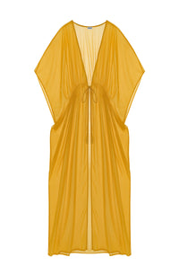 Robe longue fendue sur les côtés - Ocre