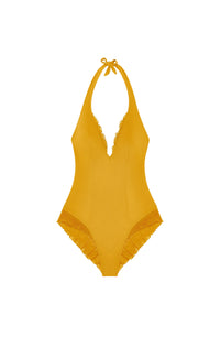Maillot une pièce string Caylane dos nu - Ocre