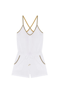 Combi-short Charline côtelée avec lurex - Blanc