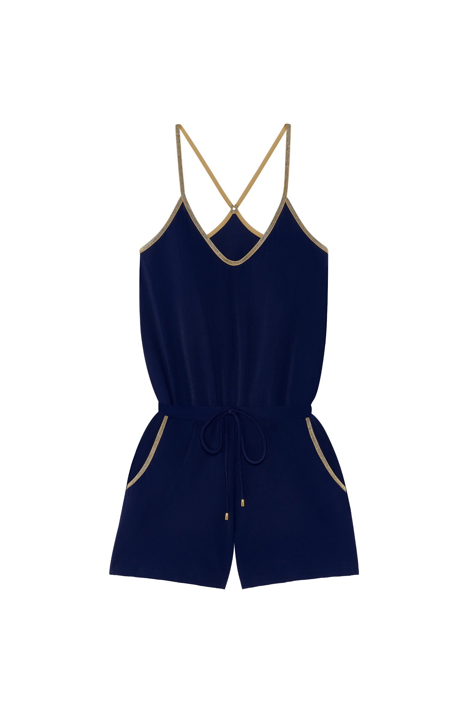 Combi-short Charline côtelé avec lurex - Marine