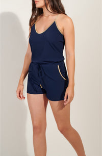 Combi-short Charline côtelé avec lurex - Marine
