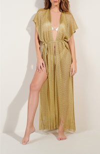 Caftan long Gilia en maille doré - Dore