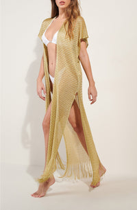 Caftan long Gilia en maille doré - Dore