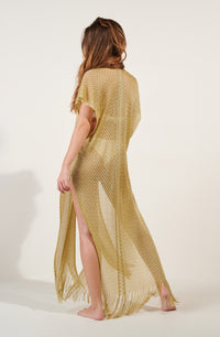 Caftan long Gilia en maille doré - Dore