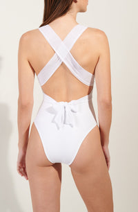 Maillot une pièce Leila décolleté - Blanc