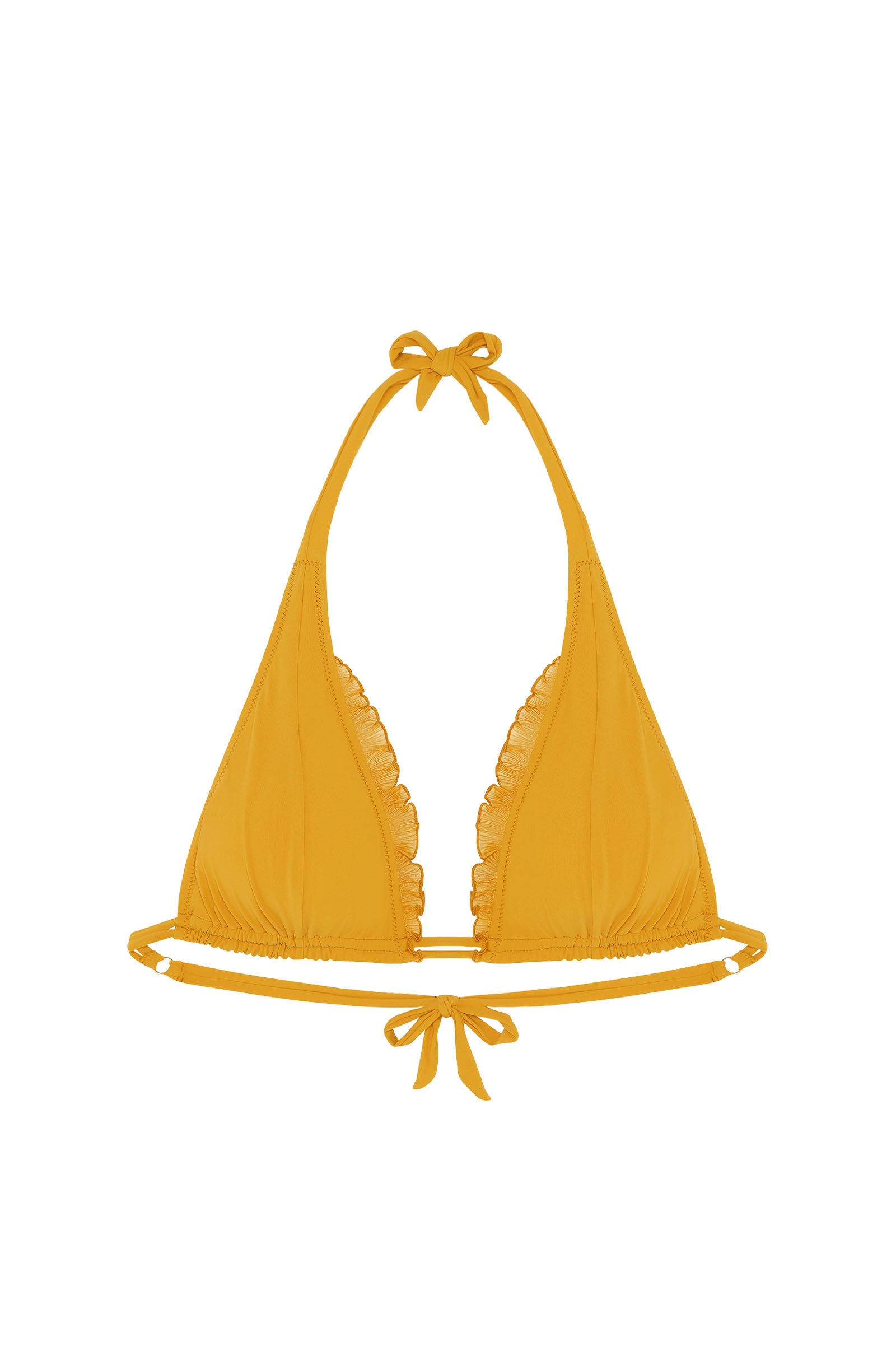 Maelys ruffled triangle bikini top - Ochre