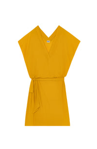 Robe courte ample Nalia en voile léger - Ocre