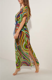 Robe longue à manches amples Norie - Multicolore
