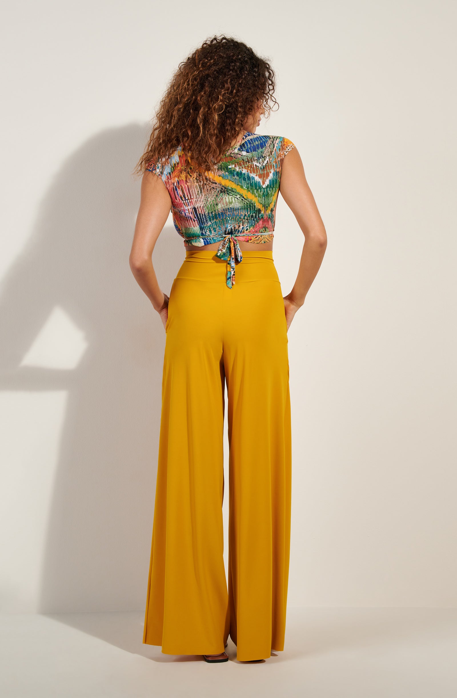 Pantalon large taille haute Penda - Ocre